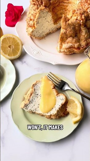 PSMF Lemon Poppyseed Angel Food Cake 🍋🎂 #baking #psmf #ketodiet #lemon #cake #recipes #cooking