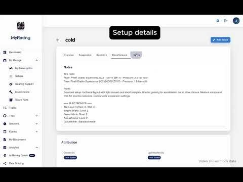 MyRacing Online My Garage - Setups