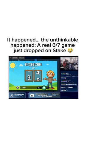 Interesting As Facts by Christopher Kiss on Instagram: "The “6/7” result comes from Stake’s game SixSeven, a probability-based casino game where outcomes are generated using a provably fair RNG system. Each round independently produces numbers with fixed odds that do not change based on previous results, player balance, or bet size. A 6/7 outcome is statistically rare compared to standard low-number combinations, which is why it draws attention when it appears live on stream. Despite how unlikel