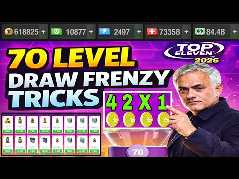 70 Level Draw Frenzy tricks - Top Eleven 2026 (First on YouTube)