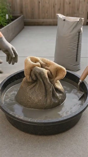 Don't Toss Old Burlap! 🌿 DIY Stone-Look Cement Drape Planter #shorts
