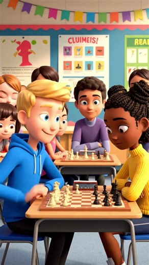 a cartoon playing chess in school #cartoon #school #games