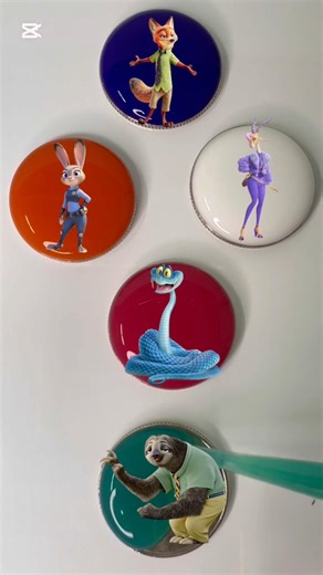 Zootopia Character Glass Cabochons – Handmade Cartoon Badge Collection #satisfyingvideo #colormixing