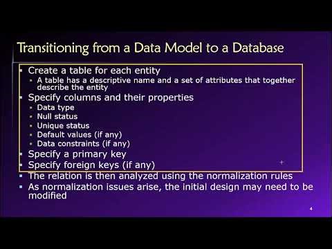 Topic 05, Part 01 - Transitioning from a Data Model to a Database