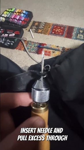 Sewing Repairs on Velcro Rain Jacket using a speedy stich sewing awl #homestead #farm #sewing