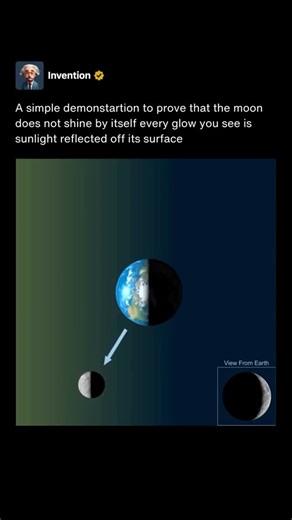 Invention on Instagram: "The moon has no light of its own. What we see glowing in the night sky is actually sunlight reflecting off the moon’s surface. This reflection is what creates the soft white glow we associate with moonlight. The moon acts like a giant mirror in space, bouncing the sun’s light back to Earth. Because of the moon’s position relative to the Earth and sun, we see different portions of the moon lit up at different times. These phases of the moon, like crescent or full, depend 
