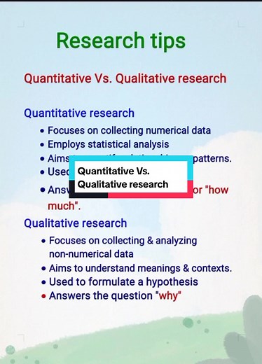 Quantitative Vs. Qualitative research: #research #researchtips #fyp #student #foryourpage #viral