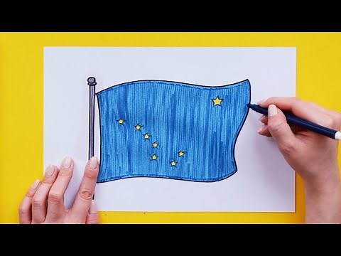 How to draw the Flag of Alaska State, USA