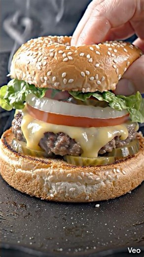 I Made the Ultimate American Cheeseburger 🇺🇸 (So Juicy!) AI #burger #crispyzingerburger #cooking