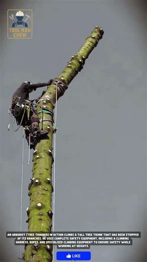 Arborist in Action: Expert Tree Trimmer Climbs a Massive trunk!