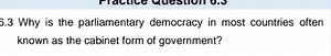 6.3 Why is the parliamentary democracy in most countries often ... | Filo