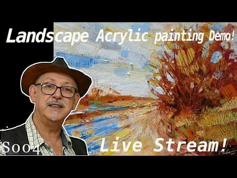EASY IMPRESSIONIST ACRYLIC LANDSCAPE! LIVE STREAM! #acrylicpainting #impressionism