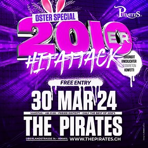 Oster-Special im The Pirates Hinwil! Am Samstag 30. März 2024 hat der Osterhase nicht nur bunte Eier im Gepäck! Die 2010er Hitattack ist am Start und feiert mit Euch gemeinsam eine grandiose Partynacht! ▶ Teilnehmen & Weitersagen: https://fb.me/e/4eo1u2hC4 ▶ Reservation: https://www.thepirates.ch/reservation #thepirates #pirateshinwil | The Pirates - Planet of Entertainment | Facebook