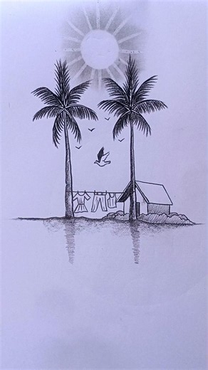 🎨 Reflection Scenery Drawing | Easy Nature Landscape Drawing Tutorial | Pencil Sketch for Beginners