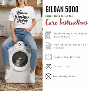 Gildan 5000 Care Instructions | G5000 Unisex Tshirt Washing Guide | Tee Wash & Care Printable PNG Digital Download POD Resource - Etsy