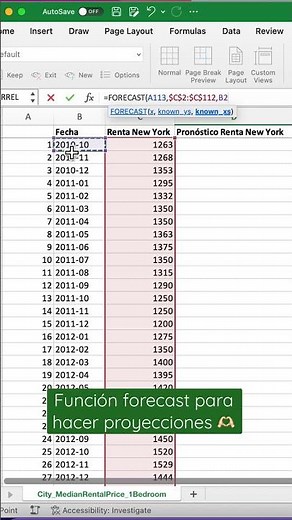 Función forecast en Excel para hacer proyecciones. Explicacion completa en mi canal 🫶🏻 #excel