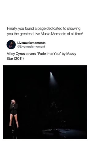 Live Music Moments on Instagram: "Miley Cyrus offered a memorable live cover of Fade Into You — the dream-pop classic originally by Mazzy Star — in 2021, delivering the song with a husky, emotionally direct vocal that leaned into its haunting melody and atmospheric tension. Fade Into You was originally released in 1993 by Mazzy Star and became an indelible dream-pop touchstone, known for its slow, open guitar lines and plaintive vocals. Miley’s live take distills that same wistfulness through he