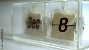 December. Old mechnical tabletop calendar at 4k. Parto of full year loop. Check my portfolio for other months.