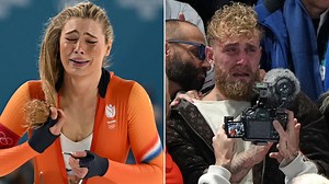 Jake Paul & Jutta Leerdam burst into tears as she smashes Winter Olympics record