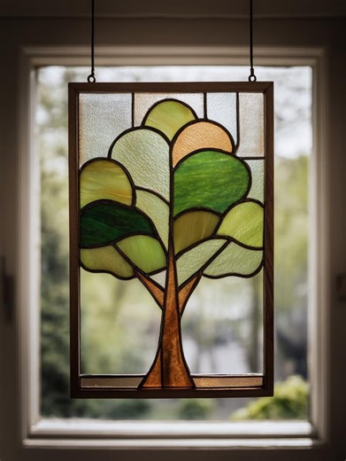Stained Glass Tree Pattern, Nature Window Panel Design, Tree of Life Glass Art, Level 2 Beginner Pattern, PDF SVG Download - Etsy
