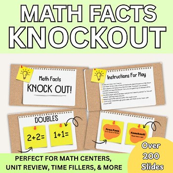 Math Facts Fluency Knockout Game: Practice Doubles, Near Doubles & Make 10 Facts