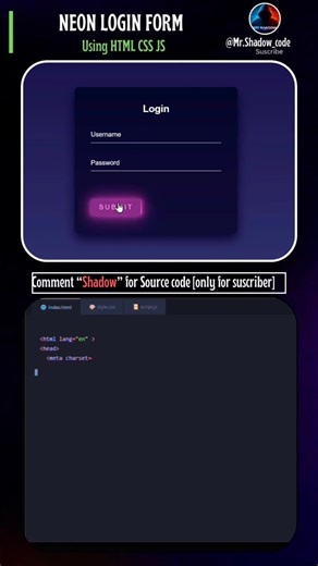 neon login form using html css #coding #webdesign #css #html ‪@Mr.ShadowTech_1‬