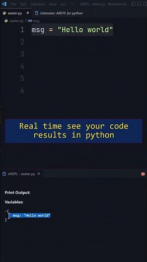 Real-time python interpreting extension in vs code #shorts #python #programming