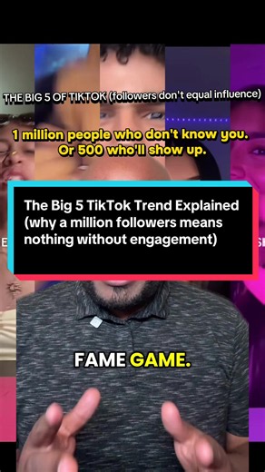 The Big 5 of TikTok just got humbled — millions of followers, and nobody knows their names. Here's the question every creator needs to ask: would you rather have 1M anonymous followers or 500 who actually rock with you? #thefamegame #thebig5 #creatoreconomy #fyp #viral