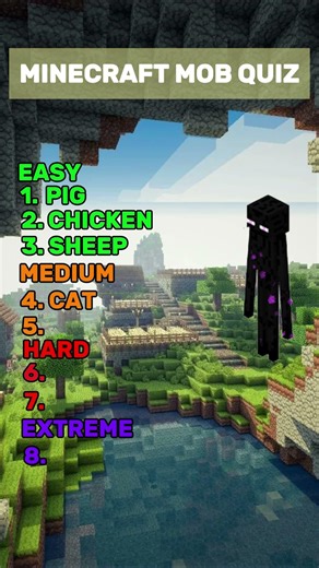 Minecraft challange! If you can guess all mobs you are real minecrafter! #minecraft #quiz