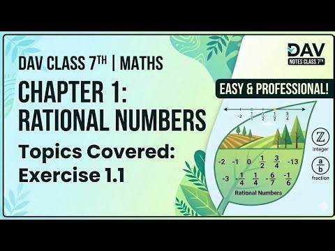 DAV Class 7th Mathematics Chapter no.1 Rational Numbers Exercise 1.1