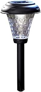 Moonrays 91381 Payton Solar LED Plastic Path Light, 2X-Brighter, Hammered Glass Look, provides 360 Display of Warm LED Lighting, Emits 2.4-lumens, 12-inch area of illumination, 8-Pack