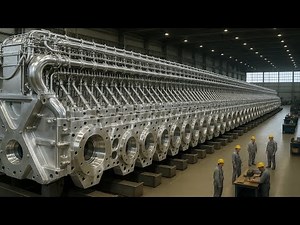 How Heavy Duty CNC Lathes Work to Machine Giant Engine Blocks. Indredible CNC Machine In Working
