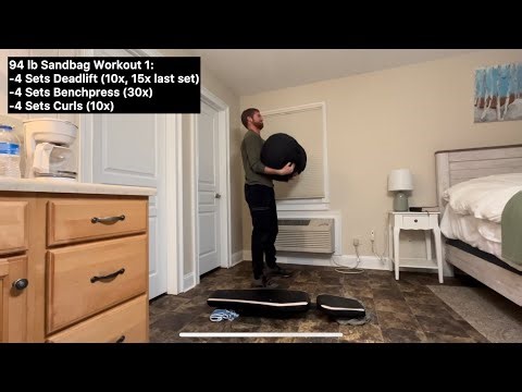 94 lb Sandbag Workout 1 - Sand Addition and Upper Body