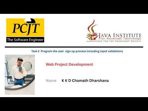 Program the user sign up process including input validations