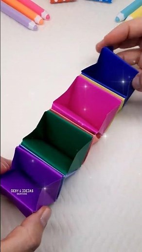 DIY Mini Organizador de mesa feito com dobradura Papel Super FOFO | Cute School Craft #craftideas