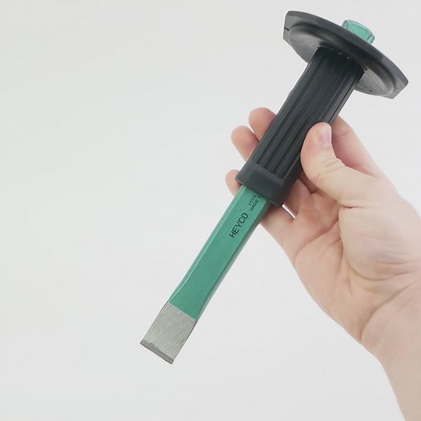 Heyco Stone Chisel with Rubber Hand Guard, Non-spreading Safety Head, Flat Oval, 250mm | Heyco at KC Tool