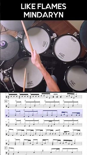 Like Flames Drum Cover Sheet Music Snip 1 MindaRyn