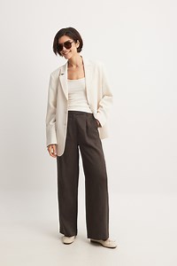 Linen Wide Leg Pants Brown