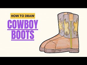 Easy Drawing : Cowboy Boots | How to Draw A Cowboy Boots | ‪@KalakritArtStudio‬
