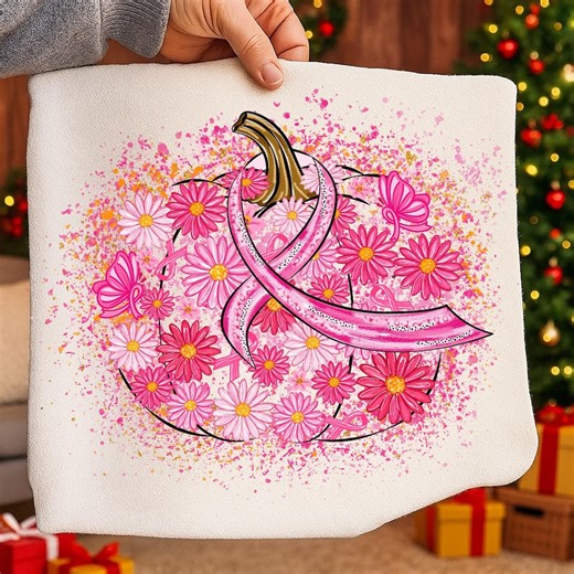 Floral Pumpkin Breast Cancer Awareness PNG: Ribbon Splatter (digital Download) - Etsy