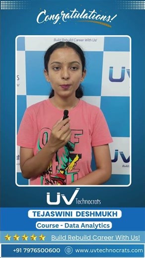 Tejaswini Deshmukh | Data Analytics Course | Successfully Completed Course at UV Technocrats |