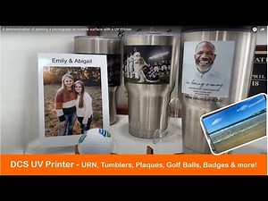 A demonstration of printing a photograph on marble surface with a UV Printer.