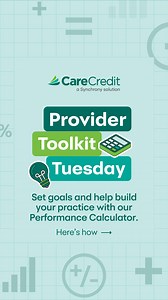 Making sense of your practice data is simpler than you think. Our Performance Calculator helps you evaluate your numbers, set meaningful targets and chart a clear path toward growth. Start using the Performance Calculator today! https://carecredit.us/6180Ck2hC | CareCredit