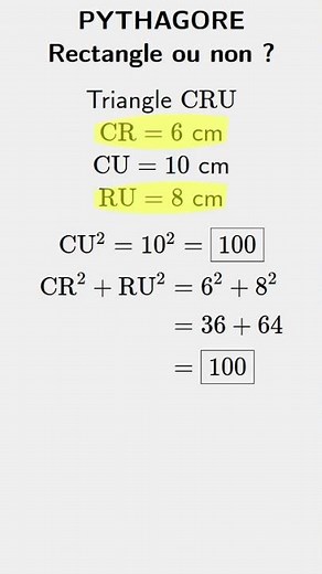 Pythagore - Triangle rectangle ? ou pas ? #pythagore #réciproque #collège #triangle #rectangle