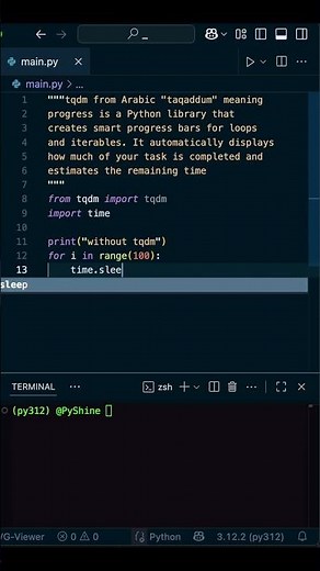 what is TQDM in Python ? ⚡️ #shorts #coding #programming #python
