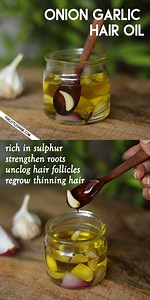 ONION & GARLIC HAIR OIL to stop hair fall and regrow thinning hair - The Little Shine