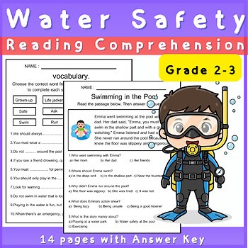 Water Safety Reading Comprehension and Life Skills Unit Grades 2-3