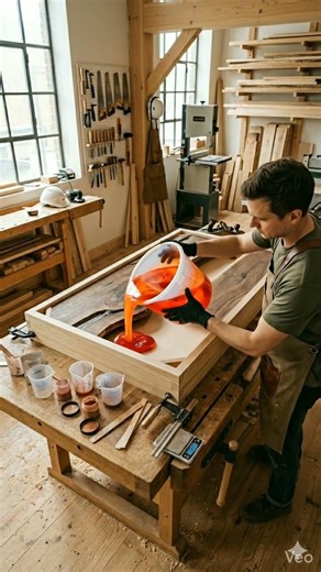 from dirty empty table to luxury modern luxury table using lava epoxy .#airenovation #viral #like#😄😄