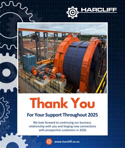 To our valued customers, thank you for choosing Harcliff. We value your patronage and look forward to doing business with you again in the new year. 27 (0)11 392 1714/6 | info@harcliff.co.za | www.harcliff.co.za #Harcliff #mining #mineralprocessing #pyroprocessing #cement #power #paperandpulp #sugar #petrochemical #grindingmills #opengearing #industrialgearboxes #rotaryscrubbers #kilnparts #dryerparts #coolerparts #engineering | Harcliff Mining Services