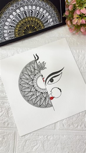 Durga Maa Mandala Art Drawing 🙏🏻💖#shorts #shortsviral #mandala #art #navratri #drawing